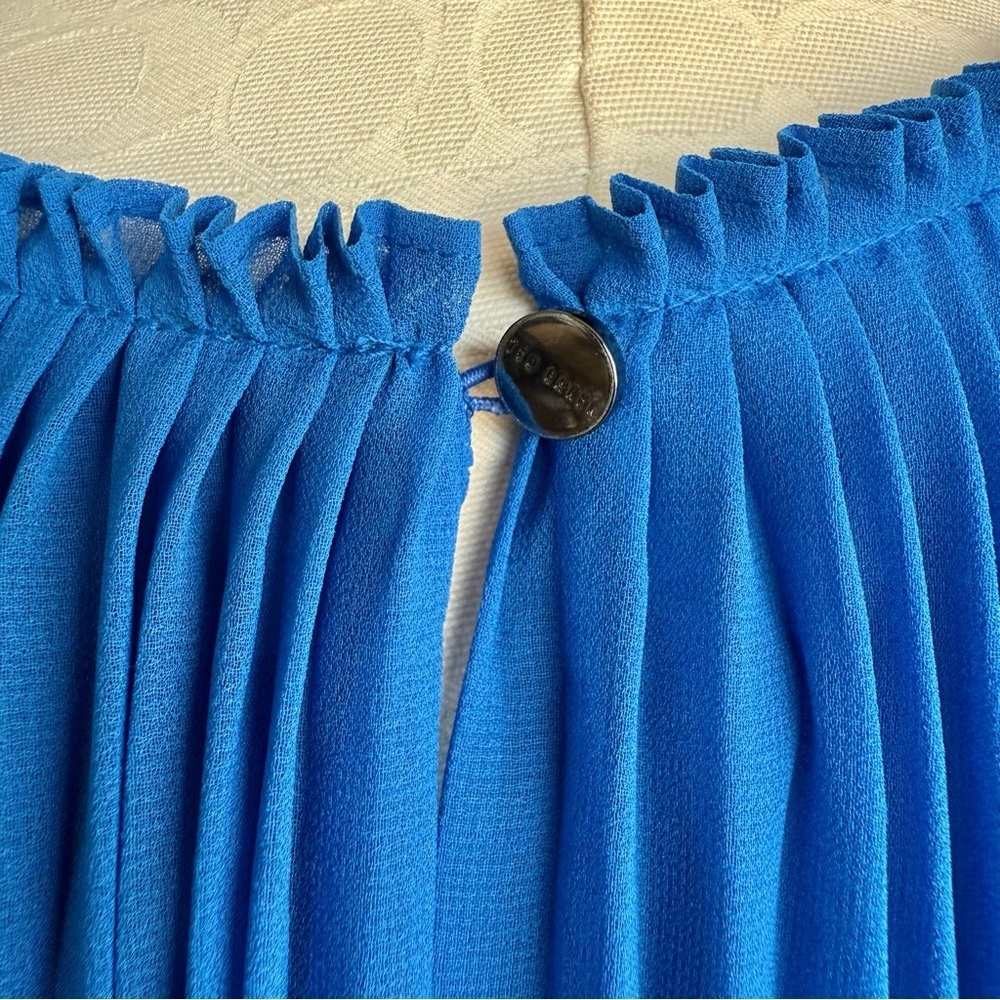 NWT Ted Baker London Helyos Blue Halter Neck Pleated Maxi Dress Sz Ted 5 US 12 - Picture 8 of 11